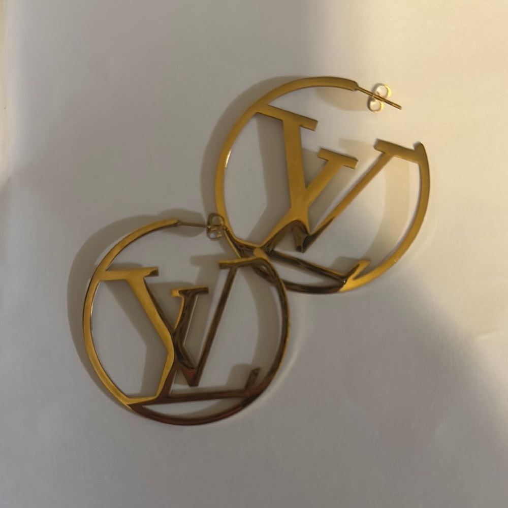 Gold Hoop Earrings - LV